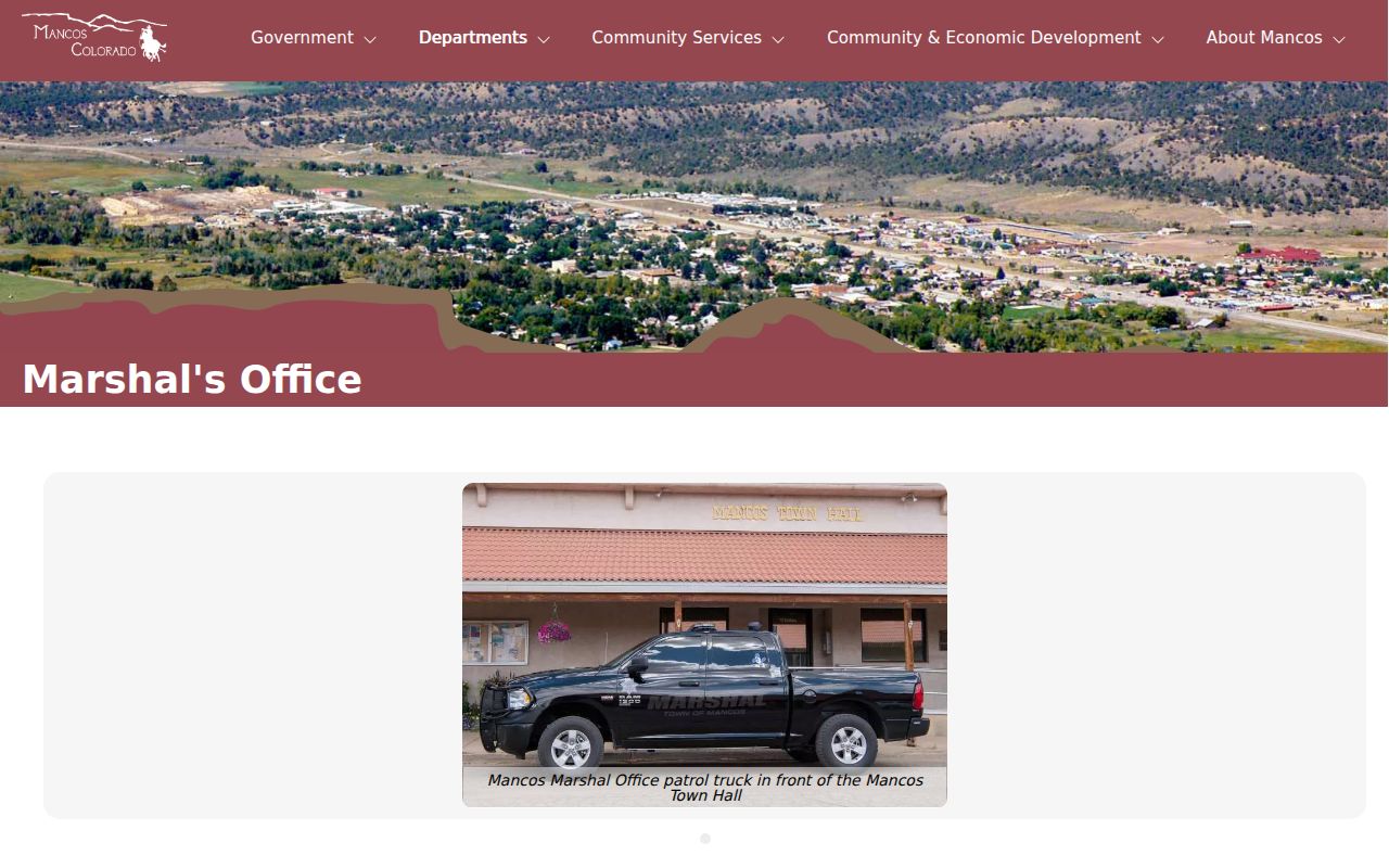 Mancos Marshal Office arrest record and blotter availability in Montezuma County
